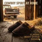 All-Season Western Cowboy Boot Stitch Slipperswith Square Toe