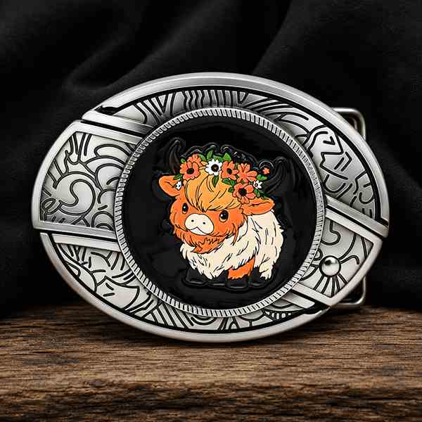 TOPACC Highland Cow Western Belt Buckle