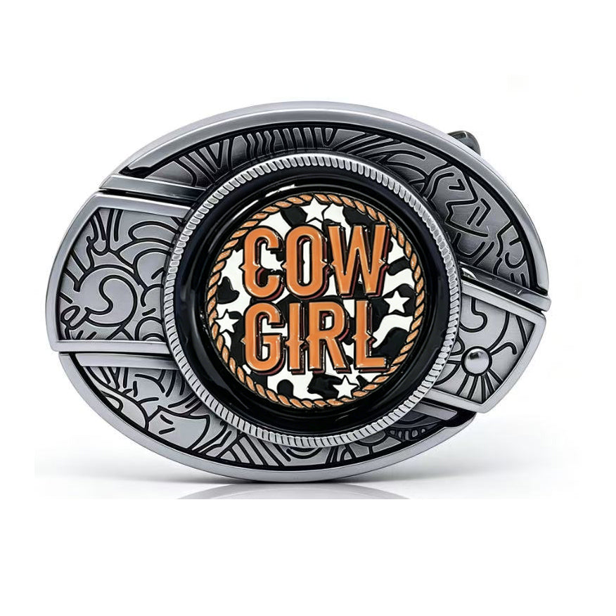 TOPACC Enameled Oval Unisex Belt Buckle - Western Cowboy Belt Buckles