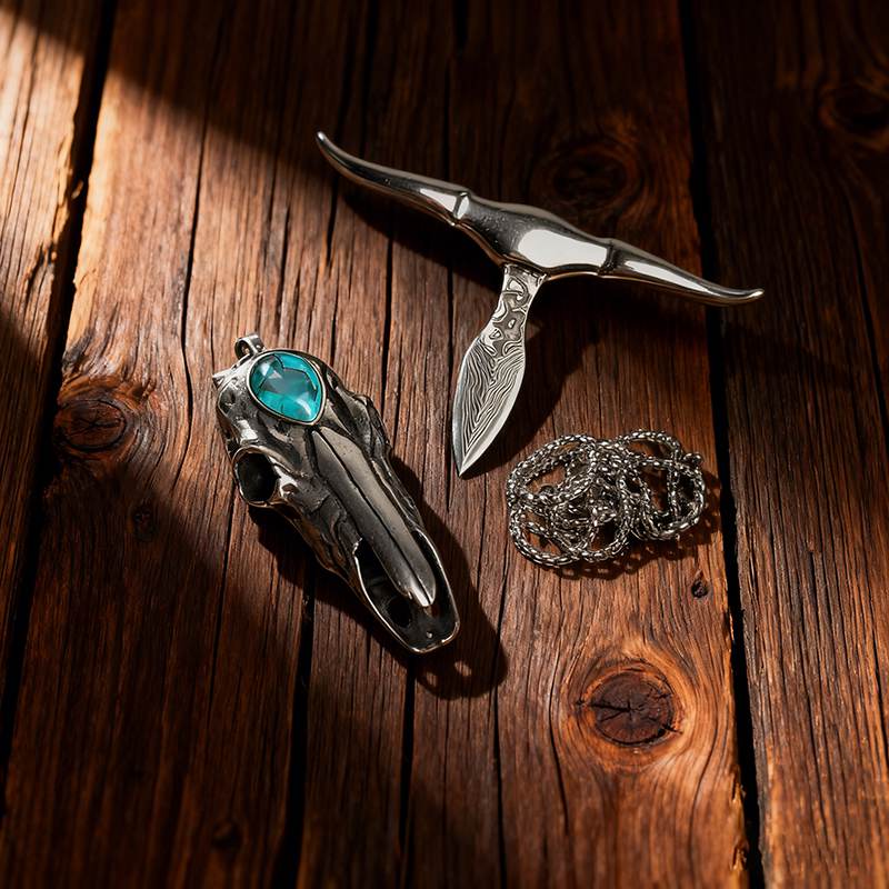 X-Turquoise Longhorn  Skull Necklace Buckle