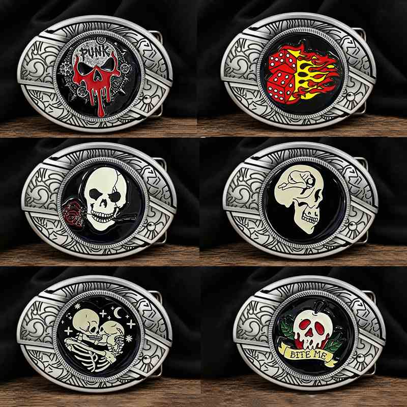TOPACC Enameled Oval Unisex Belt Buckle - Punk Rock Belt Buckles