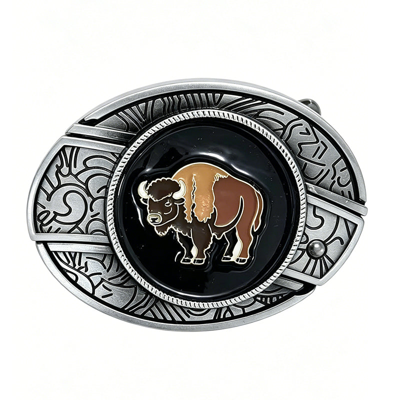 TOPACC Enameled Oval Unisex Belt Buckle - Western Cowboy Belt Buckles