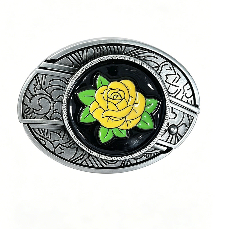 TOPACC Enameled Oval Unisex Belt Buckle - Botanical Belt Buckles
