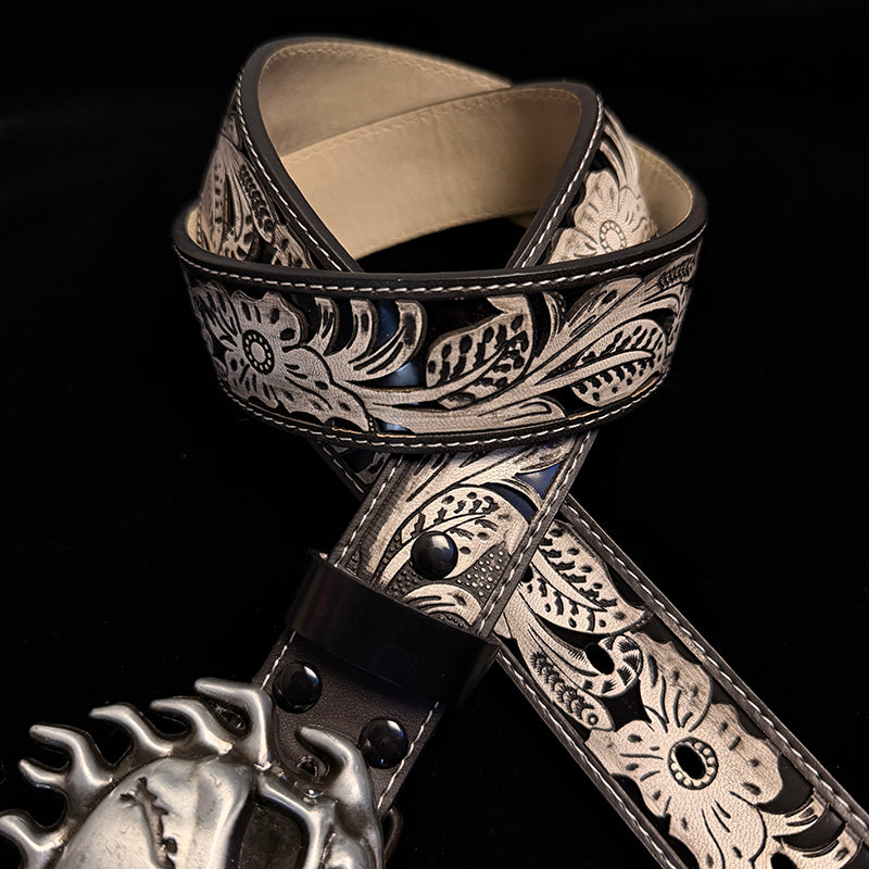 31in-33in TOPACC 50% Off - Skull-embossed leather belt