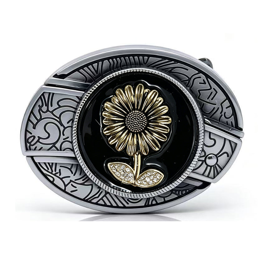 TOPACC Enameled Oval Unisex Belt Buckle - Botanical Belt Buckles