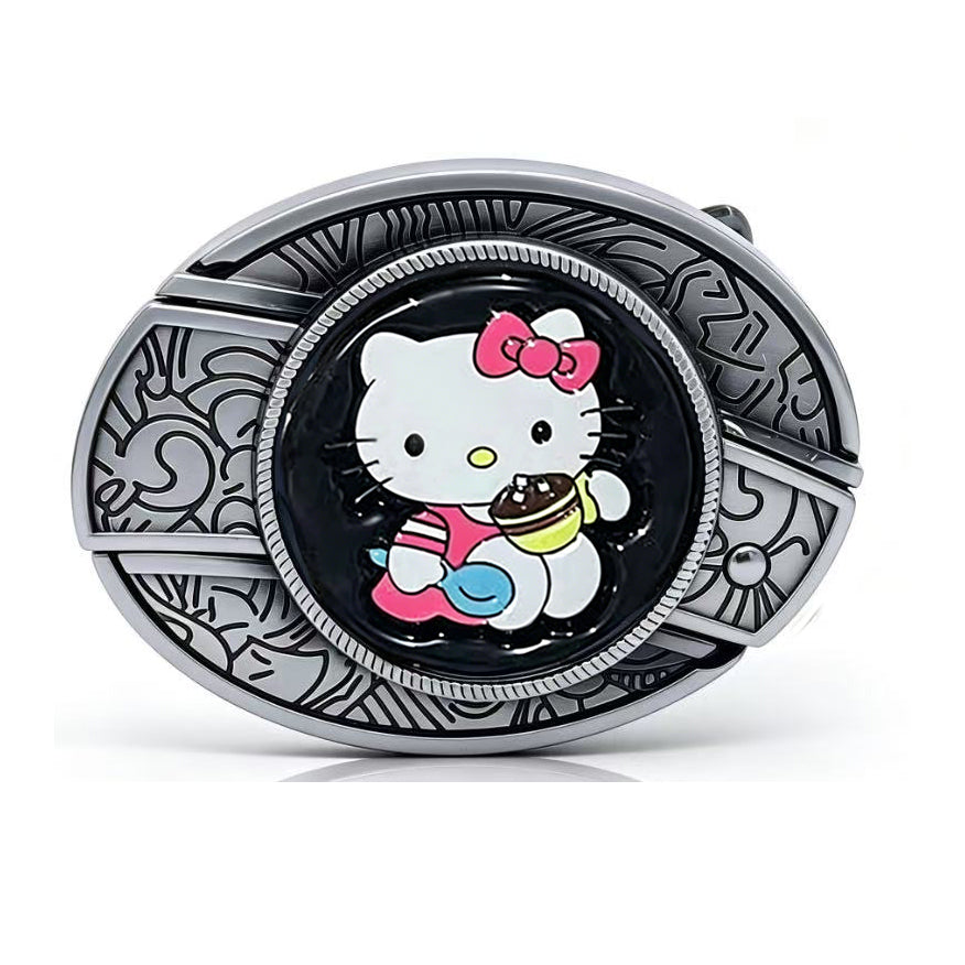 TOPACC Enameled Oval Unisex Belt Buckle - Cute Kitty & Mischief Style Designs