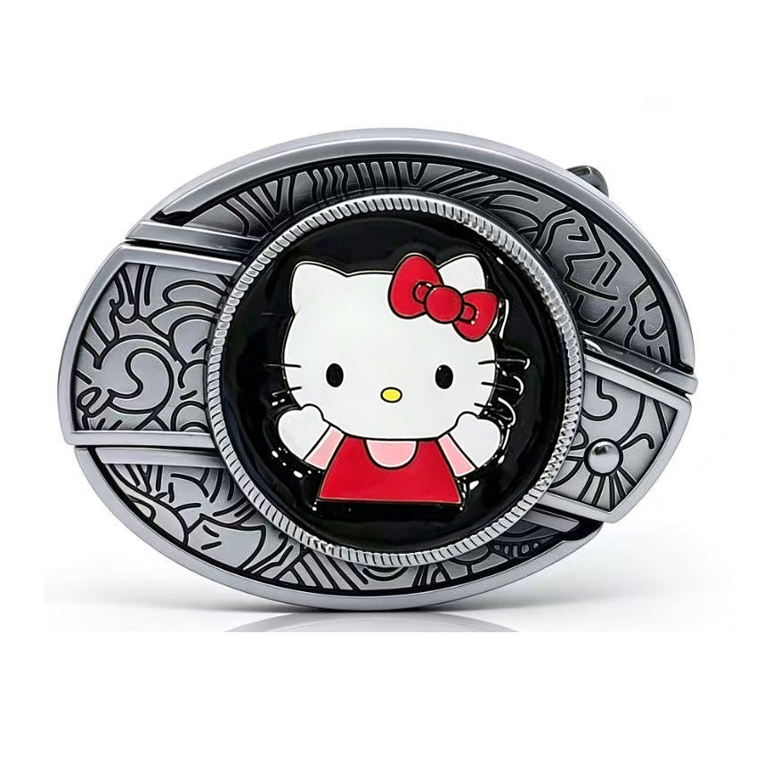 TOPACC Enameled Oval Unisex Belt Buckle - Cute Kitty & Mischief Style Designs