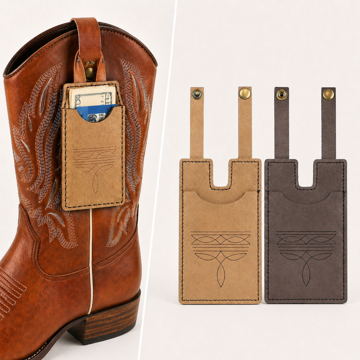 Set de dos billeteras con forma de bota vaquera para hombres y mujeres