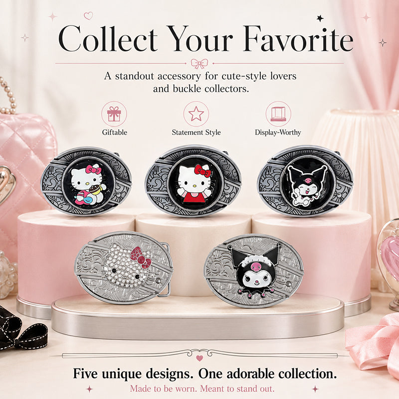 TOPACC Enameled Oval Unisex Belt Buckle - Cute Kitty & Mischief Style Designs