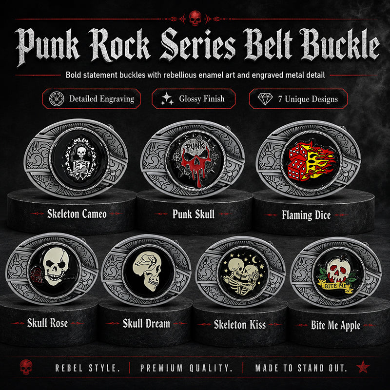 TOPACC Enameled Oval Unisex Belt Buckle - Punk Rock Belt Buckles