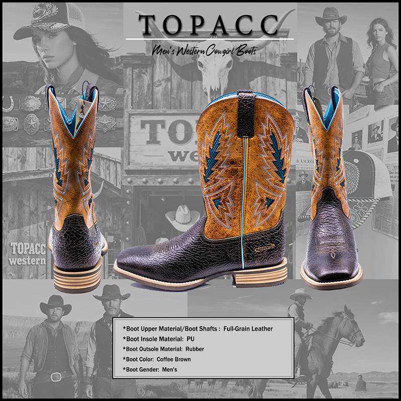 B-Men's Genuine Leather Western Boots