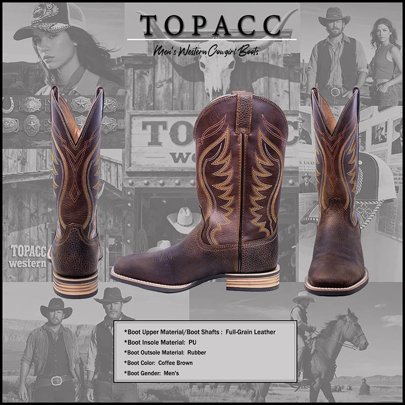 Botas western de piel genuina para hombre