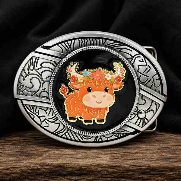 TOPACC Highland Cow Western Belt Buckle