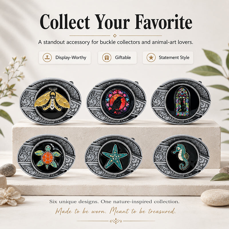 TOPACC Enamel  Oval Belt Buckle for Men Women-Animal Series