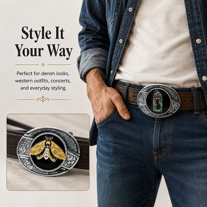 TOPACC Enamel  Oval Belt Buckle for Men Women-Animal Series