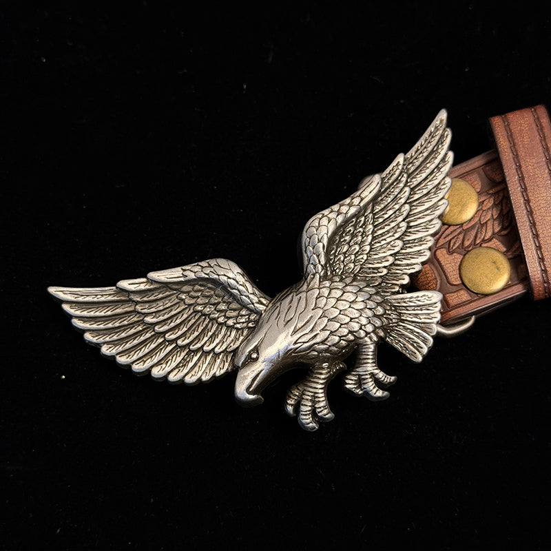 36in-39in-TOPACC 50% Off - Brown belt with an eagle pattern