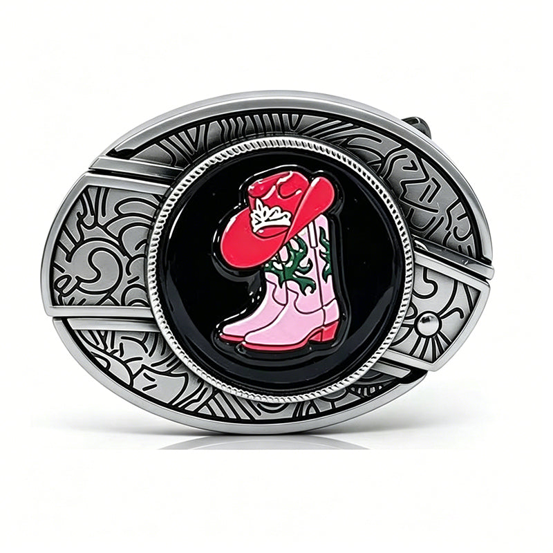 TOPACC Enameled Oval Unisex Belt Buckle - Western Cowboy Belt Buckles
