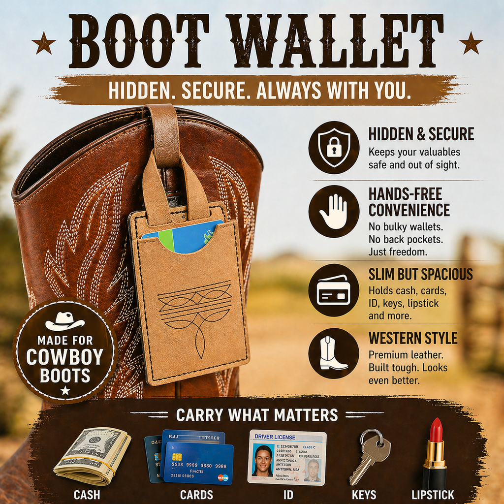 Set de dos billeteras con forma de bota vaquera para hombres y mujeres