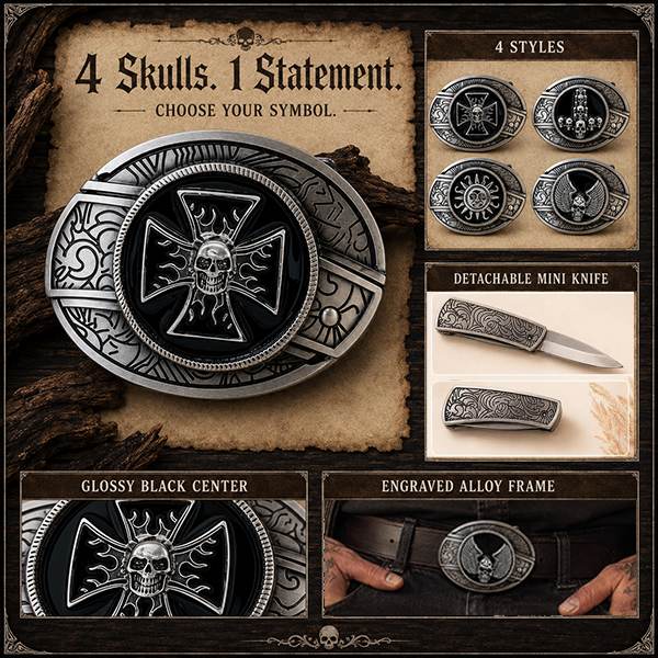TOPACC Gothic Skull Emblem Western Belt Buckle Series