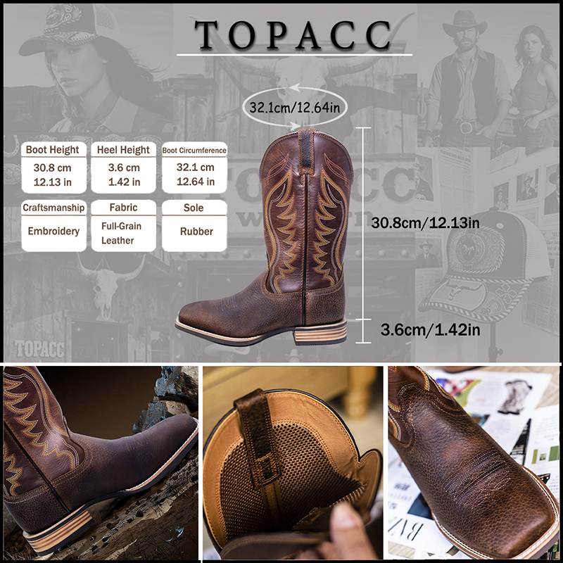 B-Men's Genuine Leather Western Boots