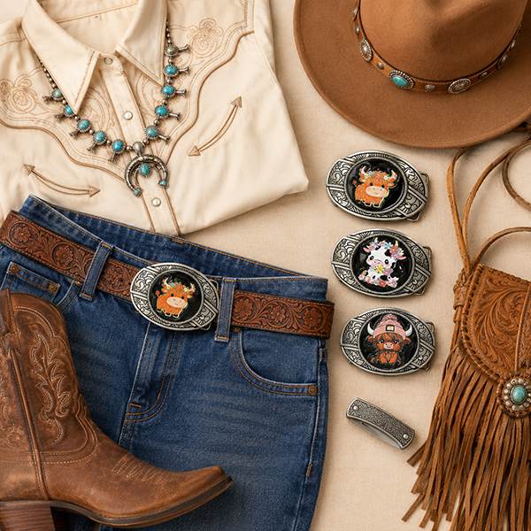TOPACC Highland Cow Western Belt Buckle