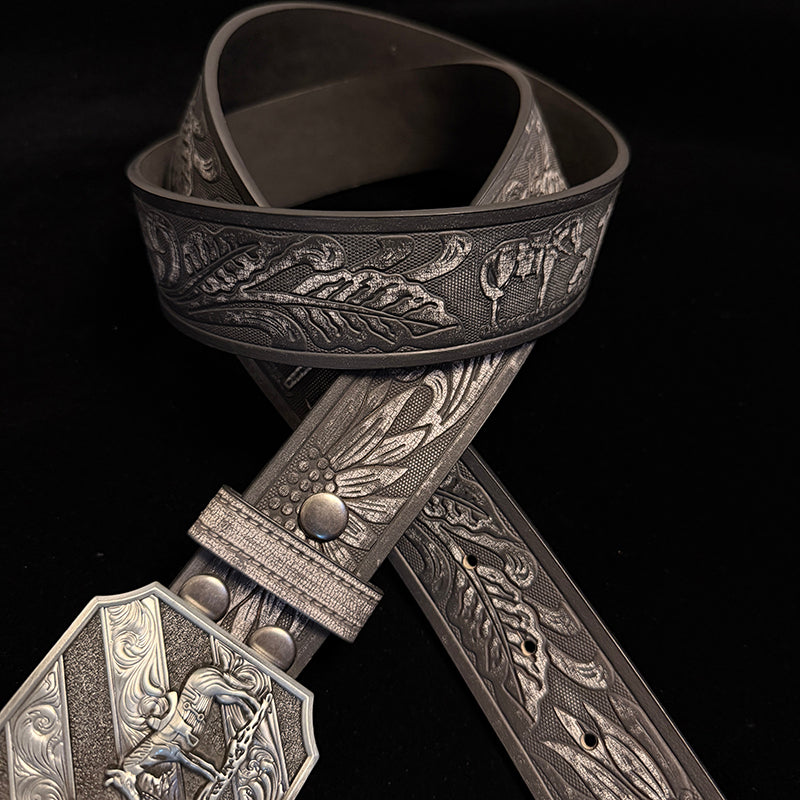 34in-36in-TOPACC 50% Off - Cross-Embossed Leather Belt