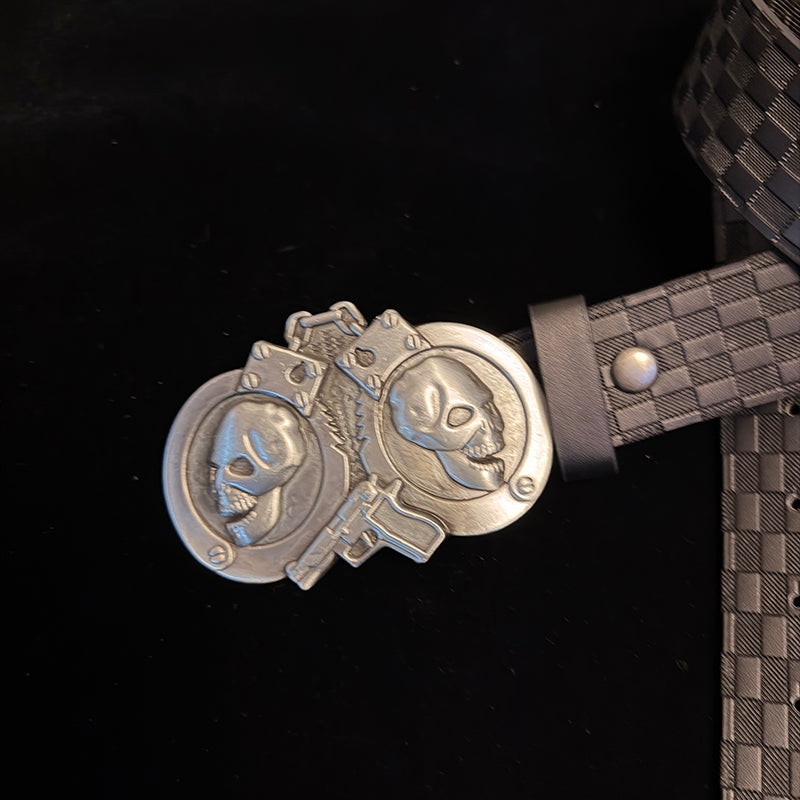 34in-36in-TOPACC 50% Off - Skull Checkered Belt