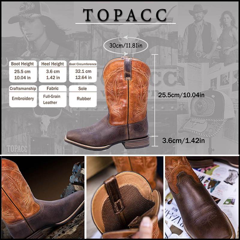 B-Men's Genuine Leather Western Boots