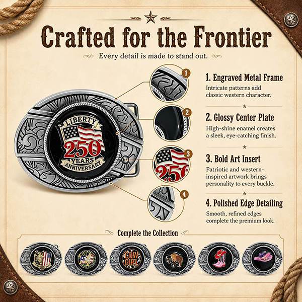 TOPACC Enameled Oval Unisex Belt Buckle - Western Cowboy Belt Buckles