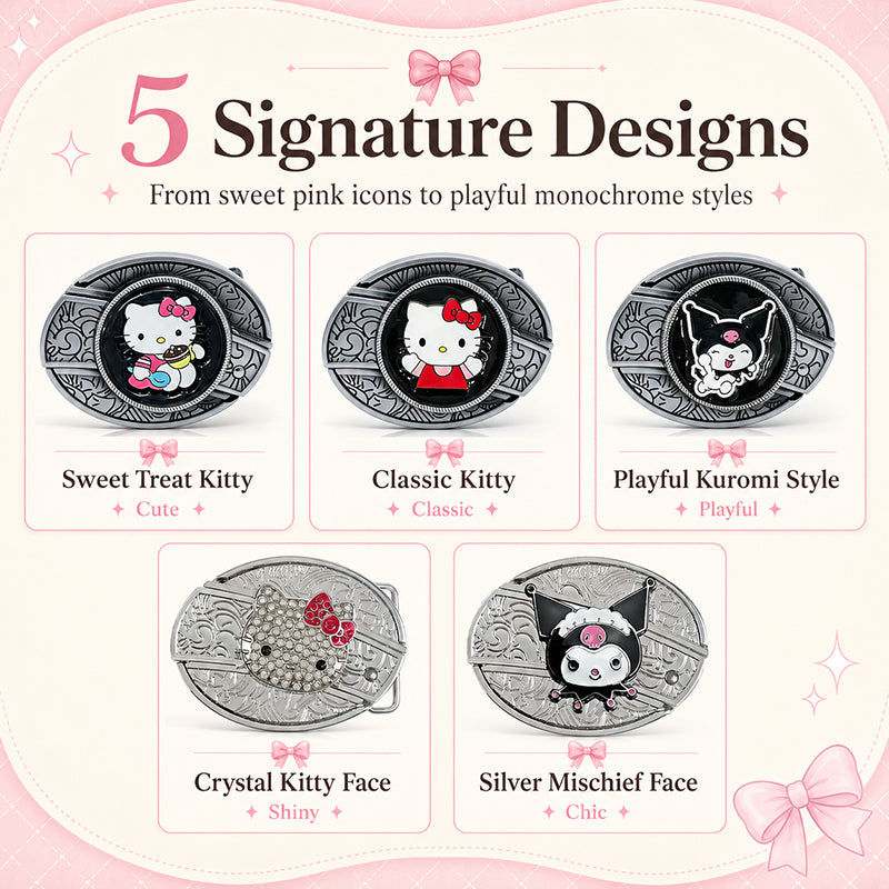 TOPACC Enameled Oval Unisex Belt Buckle - Cute Kitty & Mischief Style Designs