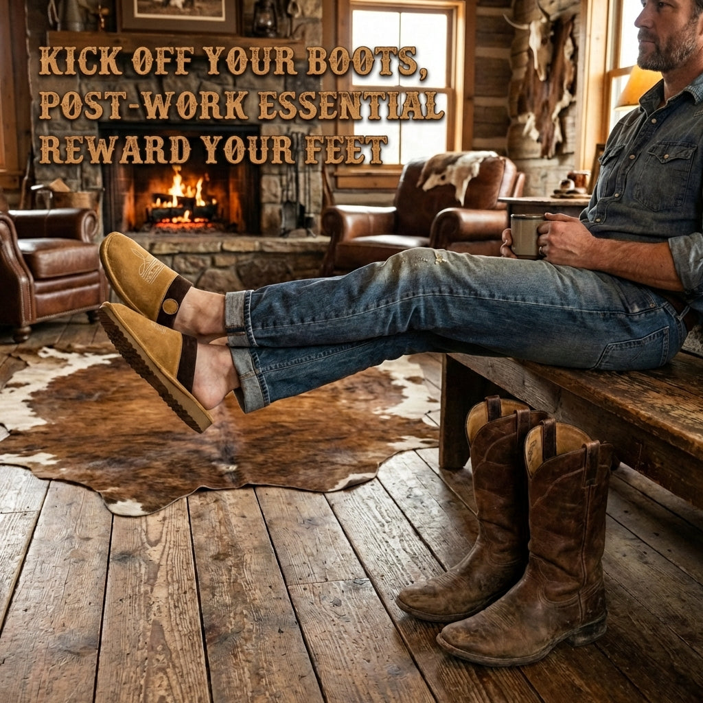 All-Season Western Cowboy Boot Stitch Slipperswith Square Toe