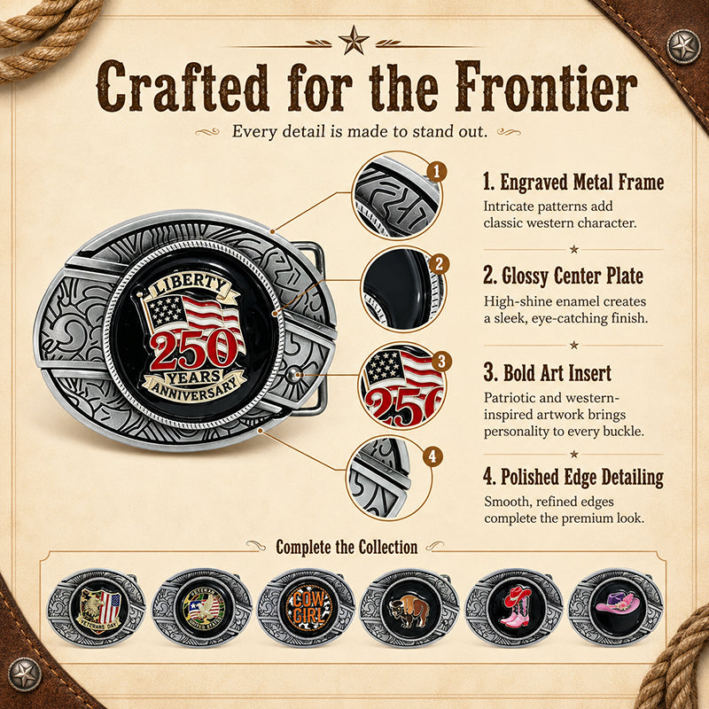 TOPACC Enameled Oval Unisex Belt Buckle - Western Cowboy Belt Buckles