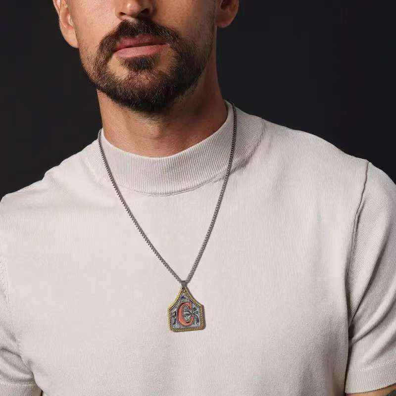 X-TOPACC ヴィンテージ ウェスタン カウガール イニシャル ネックレス 男女兼用