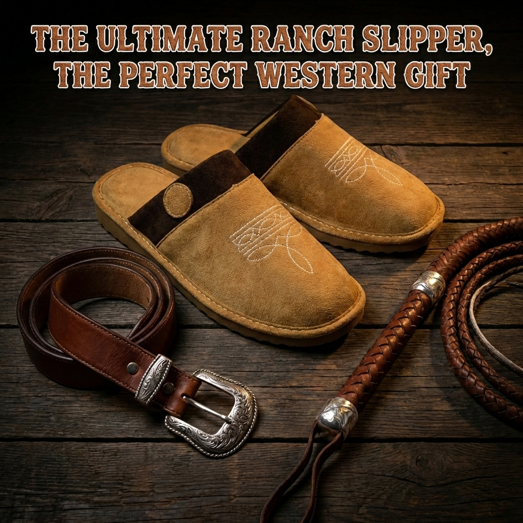 All-Season Western Cowboy Boot Stitch Slipperswith Square Toe