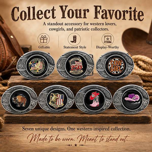 TOPACC Enameled Oval Unisex Belt Buckle - Western Cowboy Belt Buckles