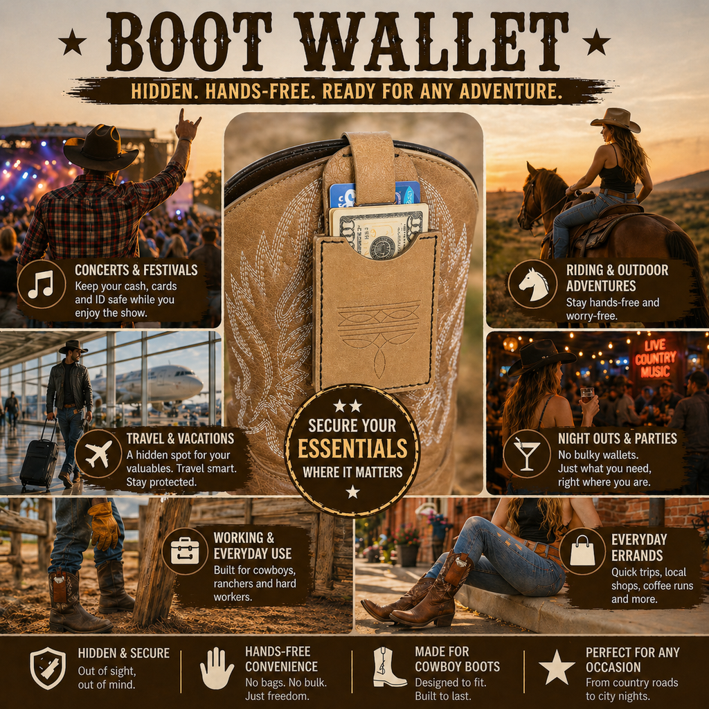 Set de dos billeteras con forma de bota vaquera para hombres y mujeres