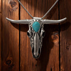 X-Turquoise Longhorn  Skull Necklace Buckle