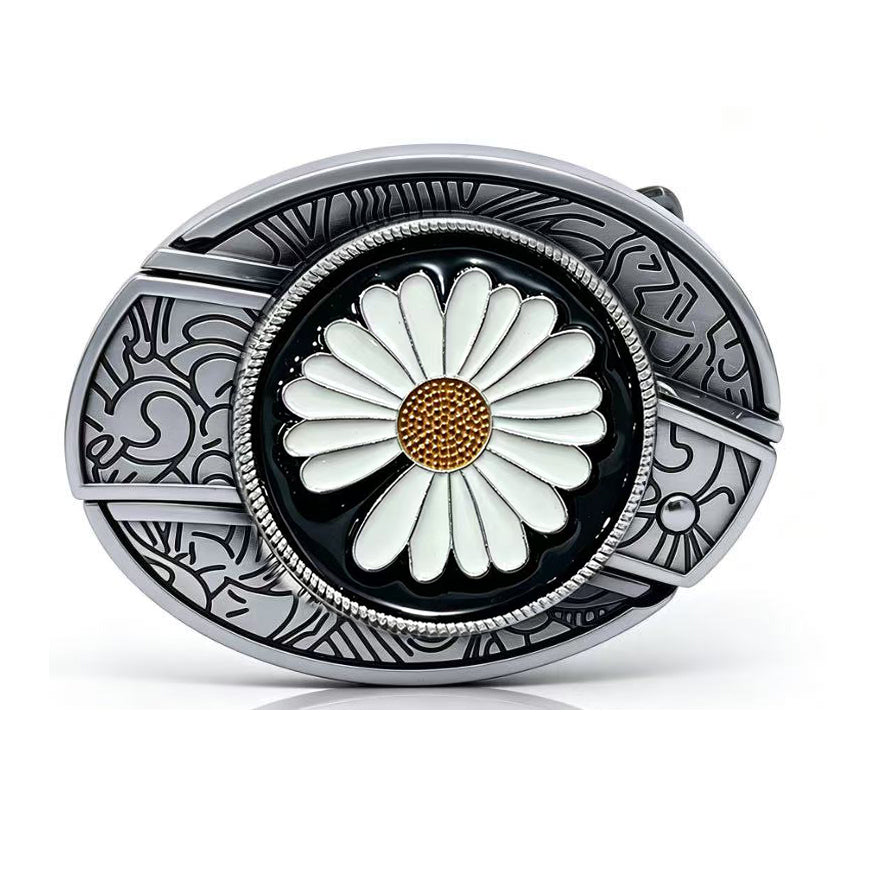 TOPACC Enameled Oval Unisex Belt Buckle - Botanical Belt Buckles