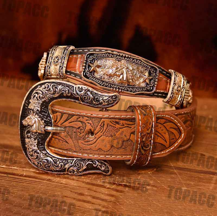 TOPACC Western Super Concho Pferdeland-Gürtel aus echtem Leder