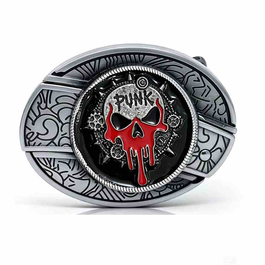 TOPACC Enameled Oval Unisex Belt Buckle - Punk Rock Belt Buckles