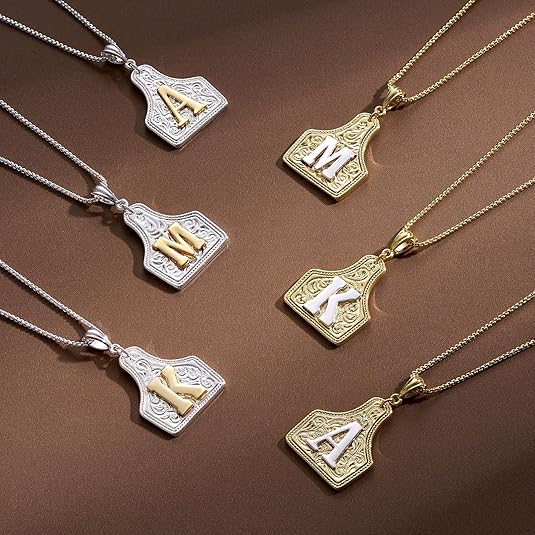 X-TOPACC Western Cowgirl Initial Necklace for Men Women