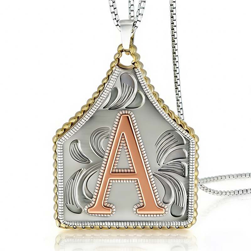 X-TOPACC ヴィンテージ ウェスタン カウガール イニシャル ネックレス 男女兼用