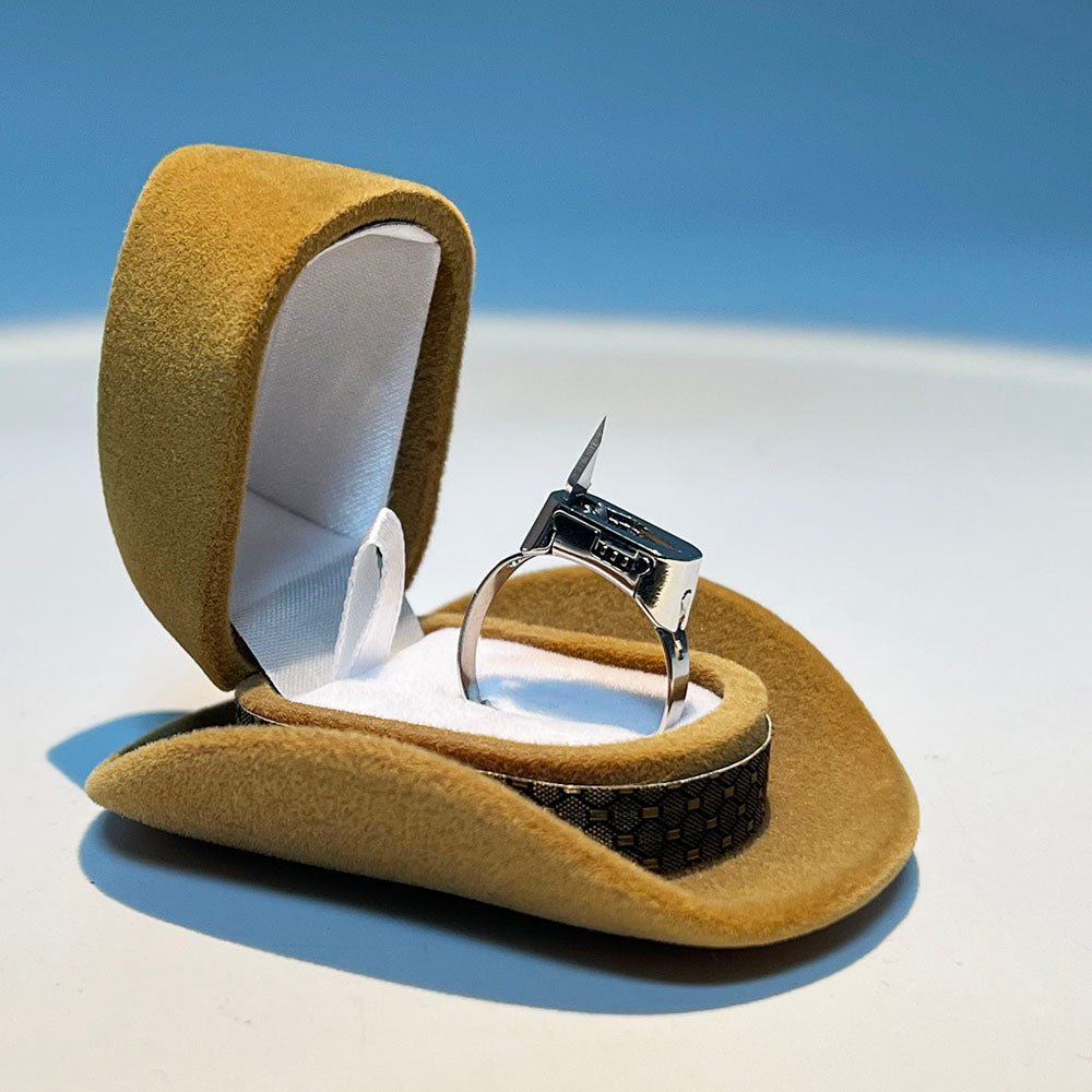 J-Cowboy Hat Adjustable Ring