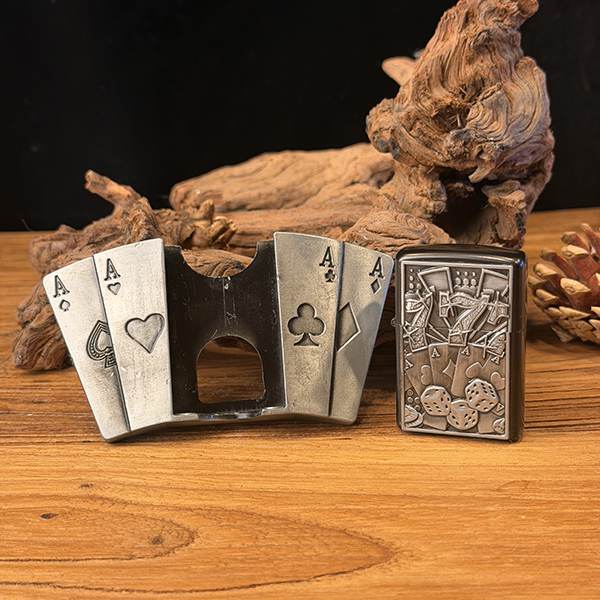 TOPACC Poker Aces Lighter Belt Buckle | Western Card Buckle