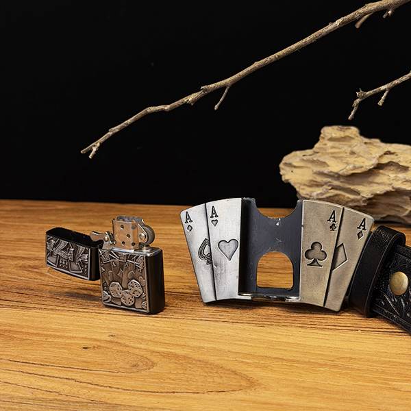 TOPACC Poker Aces Lighter Belt Buckle | Western Card Buckle
