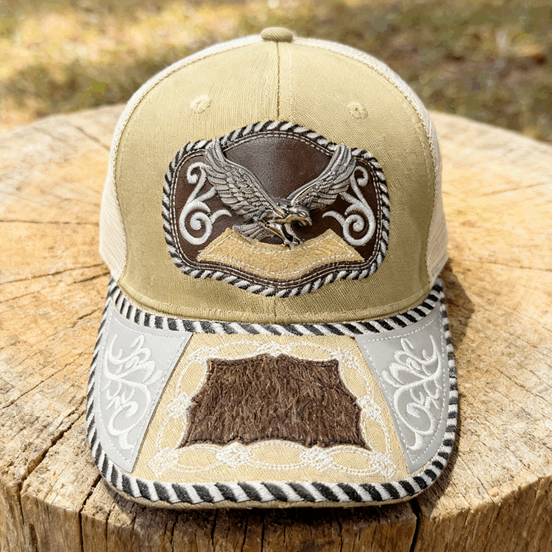 M- Faux horsehair patchwork Trucker Hat