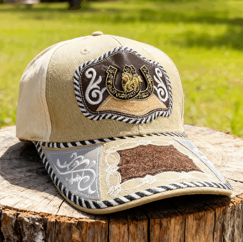 M- Faux horsehair patchwork Trucker Hat