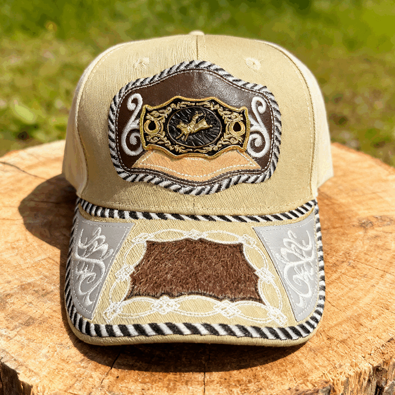 M- Faux horsehair patchwork Trucker Hat