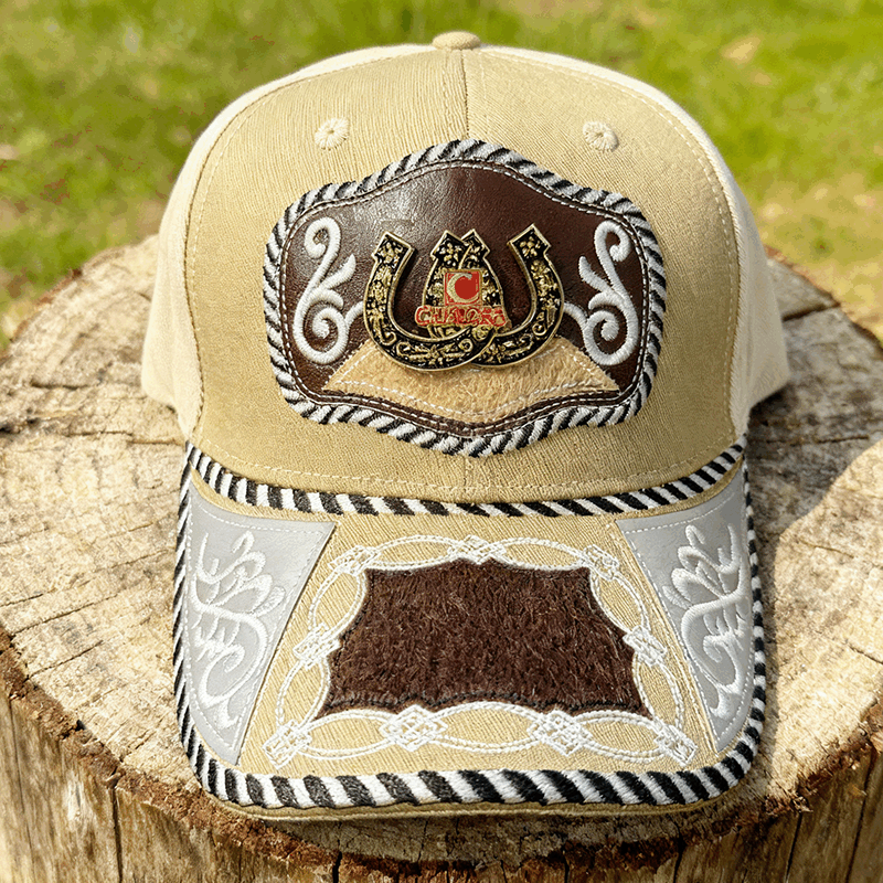 M- Faux horsehair patchwork Trucker Hat