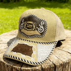 M- Faux horsehair patchwork Trucker Hat